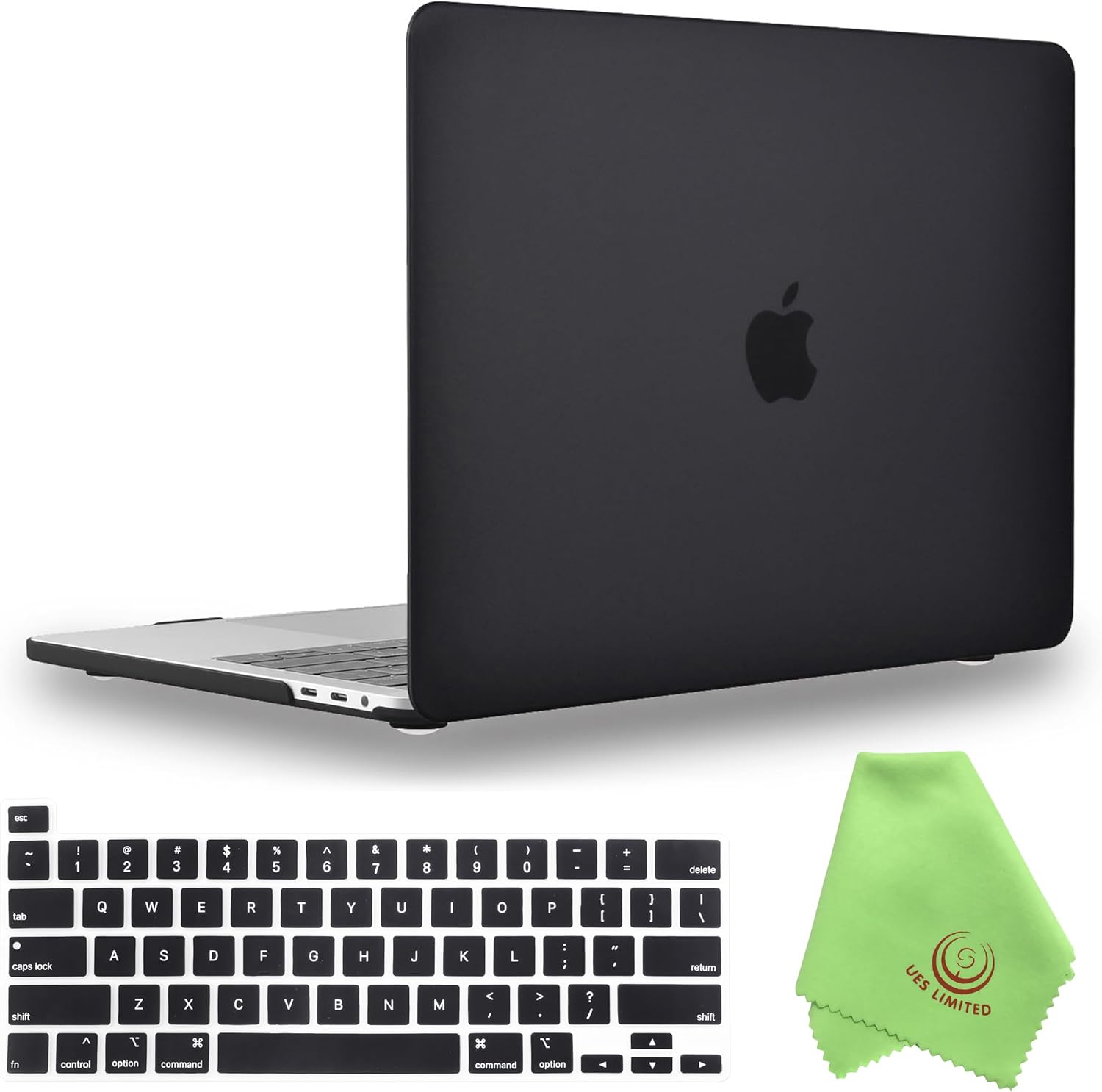 UESWILL Compatible with 2019/2020 Release MacBook Pro 16 inch Model A2141, Smooth Soft Touch Matte Hard Case + Black Keyboard Cover, Black