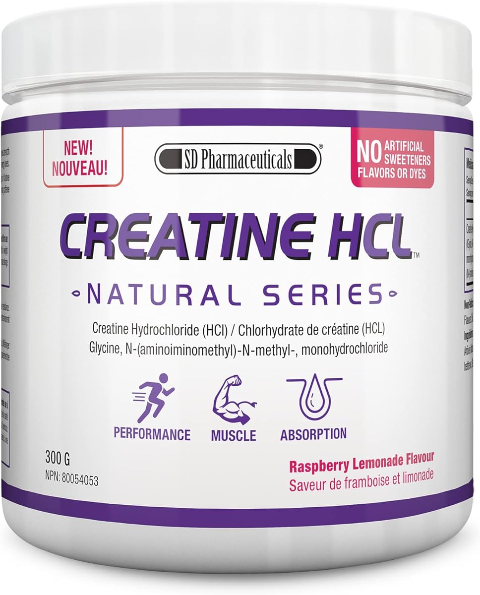 SD Pharmaceuticals CREATINE HCL - CHCL - Creatine Hydrochloride - Raspberry Lemonade - 300g - 120 Servings
