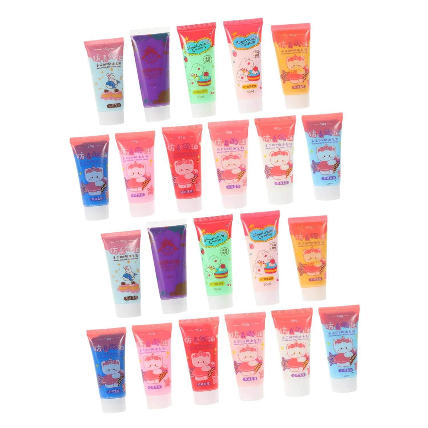 22 Pcs Simulation Cream Glue DIY Phone Case Decor Craft Kit with Pattern Making Safe Material Easy to Use and Store Includes Two Bottle Mouths for Various Cream Shapes Random Color
