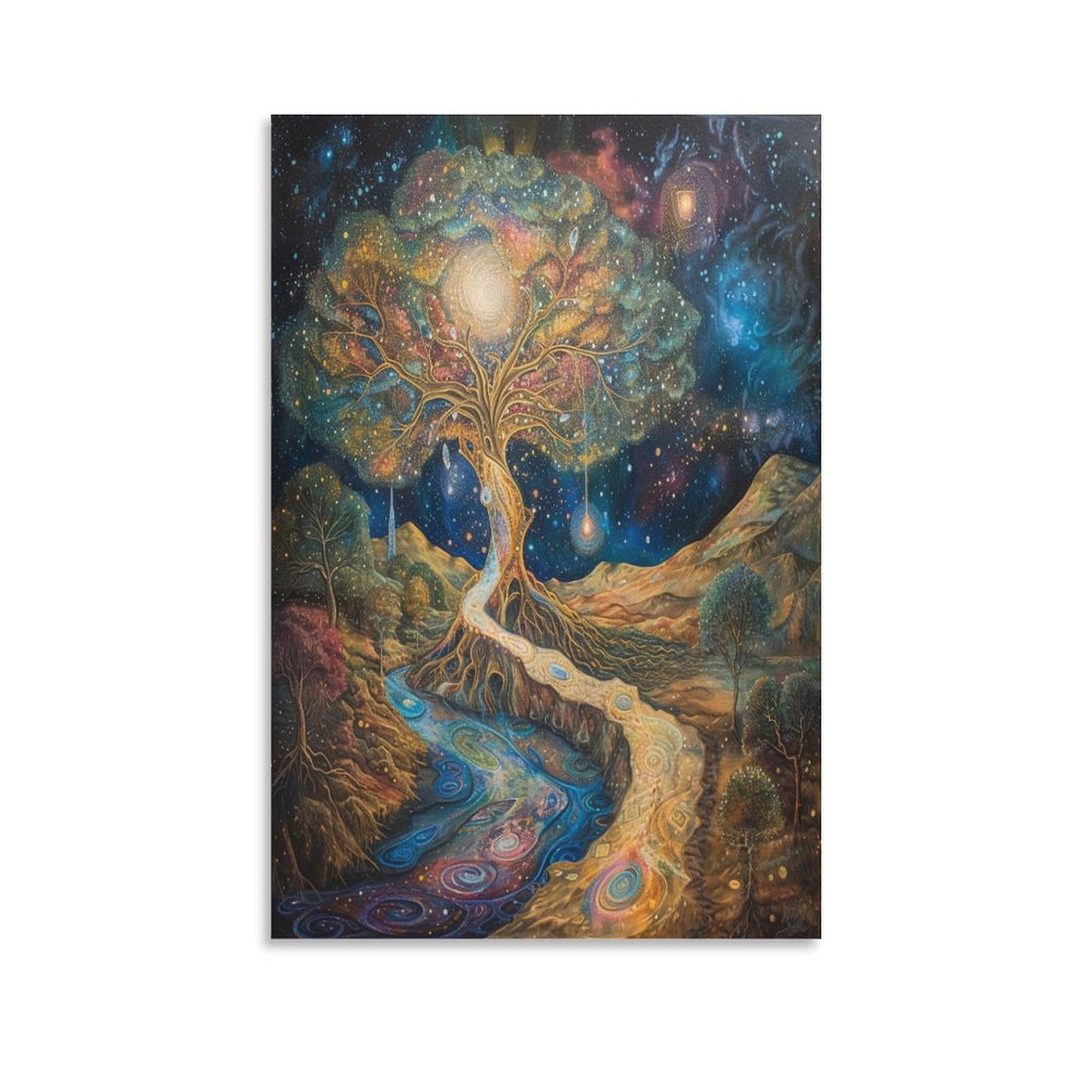 Uendokrnn Unframe-Style-16 Wall Art Tree Of Life Canvas Wall Art Bedroom Wall Decor Giclee Artwork Wall Art Canvas Waterproof 12X18inch(30X45cm)