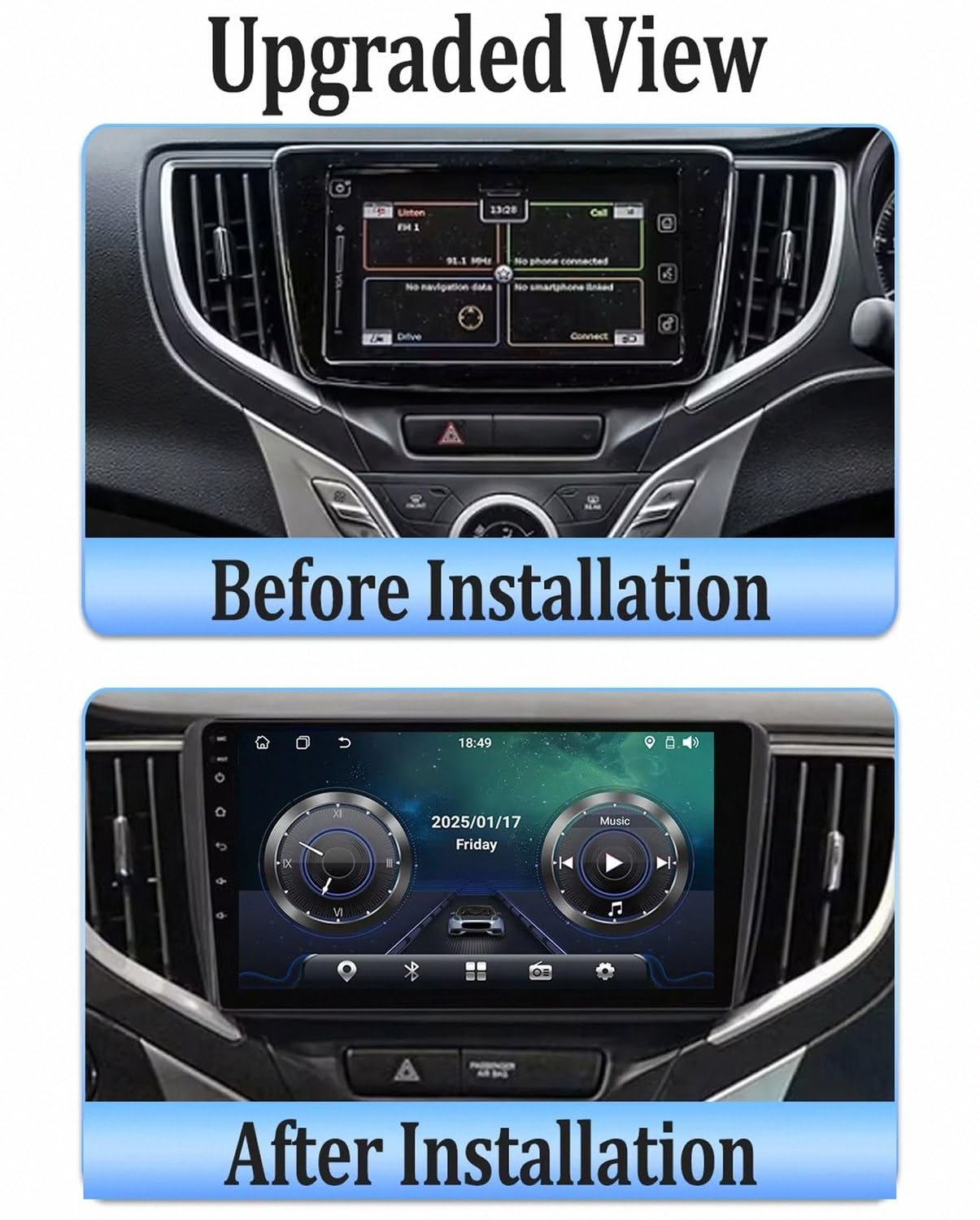 Car Stereo Carplay Radio de Coche para Suzuki Baleno 2015-2022 Soporta Bluetooth, Control Volante, USB, WiFi, 4G, Mirror-Link, GPS Navegador/Radio FM, 4 Nuclear 2G+32G