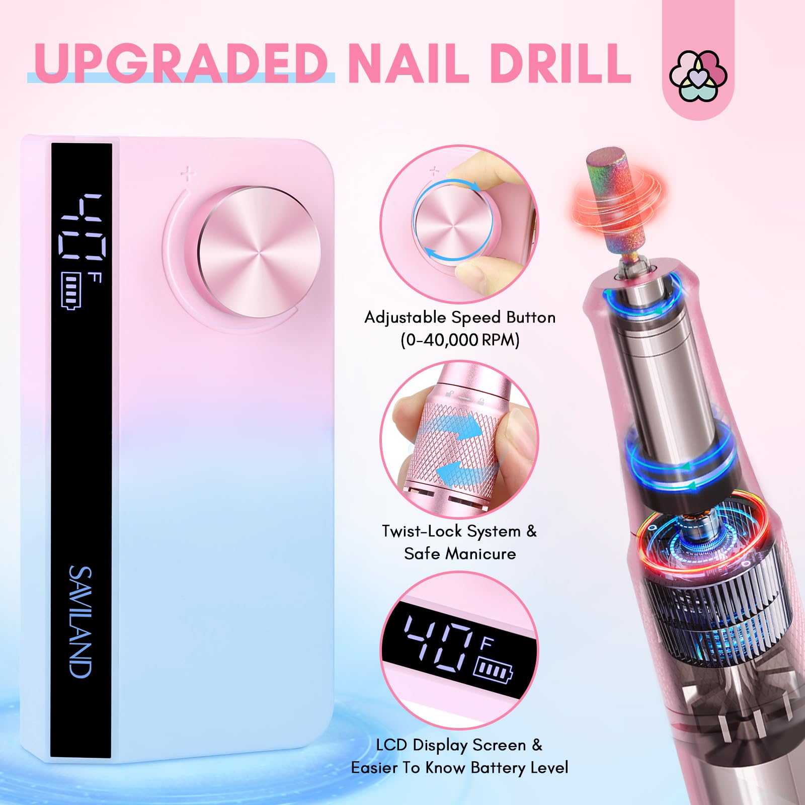 Saviland Portable Electric Nail Drill - Image 3