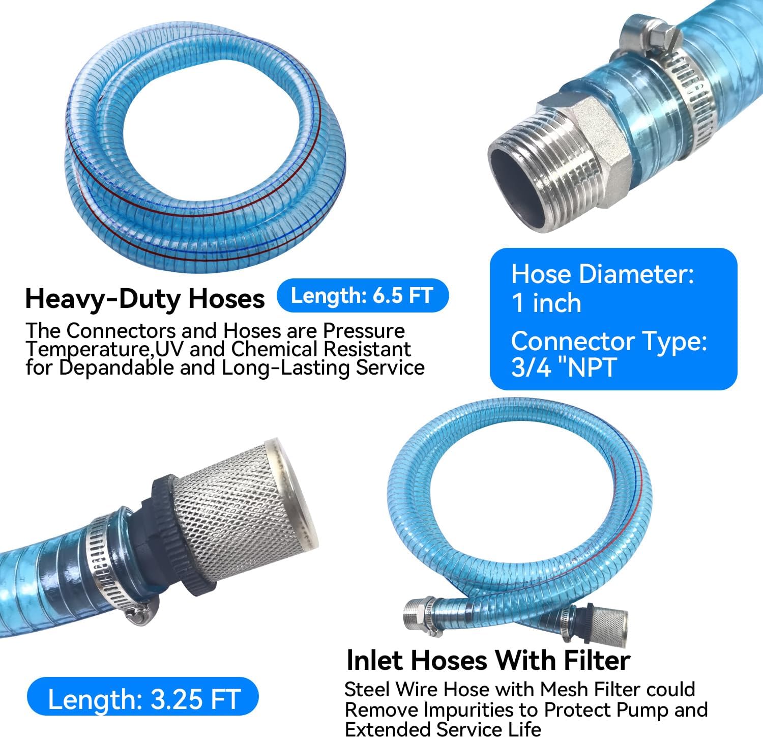 12V 175W Portable Diesel Fuel Transfer Pump, 12 GPM Self-Priming with Manual Nozzle, 6.5ft Suction & 13ft Discharge Hose, 3/4" NPT for Diesel/Kerosene/Machine Oil