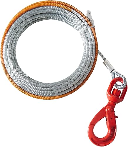 Miniatura 9 de VEVOR Cable de cabrestante de acero galvanizado, 38 pulgadas x 75 pies, 15,200 libras de resistencia a la rotura, cuerda de cabrestante de alambre