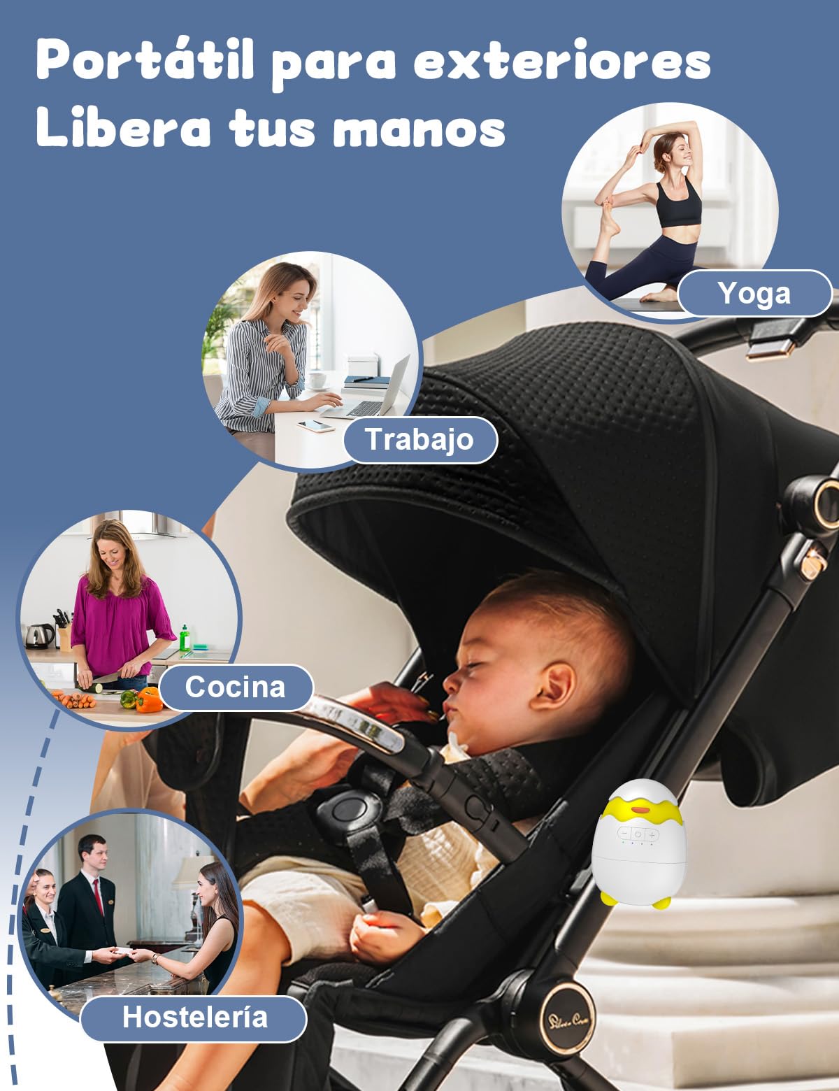 Robofun Baby Rocker-Diseño original-Columpio Para Cochecito De bebé, Ayuda Para Dormir Para Bebés, Temporizador De 30-60-90 Minutos, 5 Niveles De Intensidad – Se Adapta A Todos Los Cochecitos