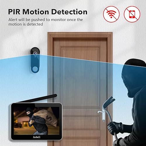 Miniatura 6 de Sistema de intercomunicación inalámbrico de timbre de video, funciona con pilas, cámara de timbre de video 1080P con monitor inalámbrico, video