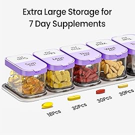 Daviky Large Pill Organizer 7 Day, Weekly XL Pill Box 2 Times a Day, Extra Big Medicine Case AM PM for Vitamins, Supplements and Medication