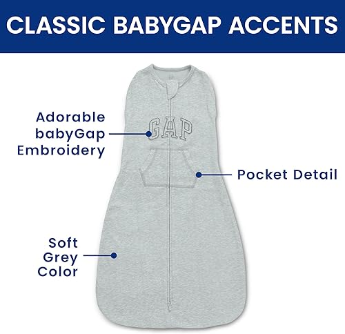 Miniatura 6 de Delta Children Gap babyGap TrueSleep - Saco de dormir con cremallera y manta integrada, 100% algodón orgánico, certificado GOTS y Oeko-Tex 100,