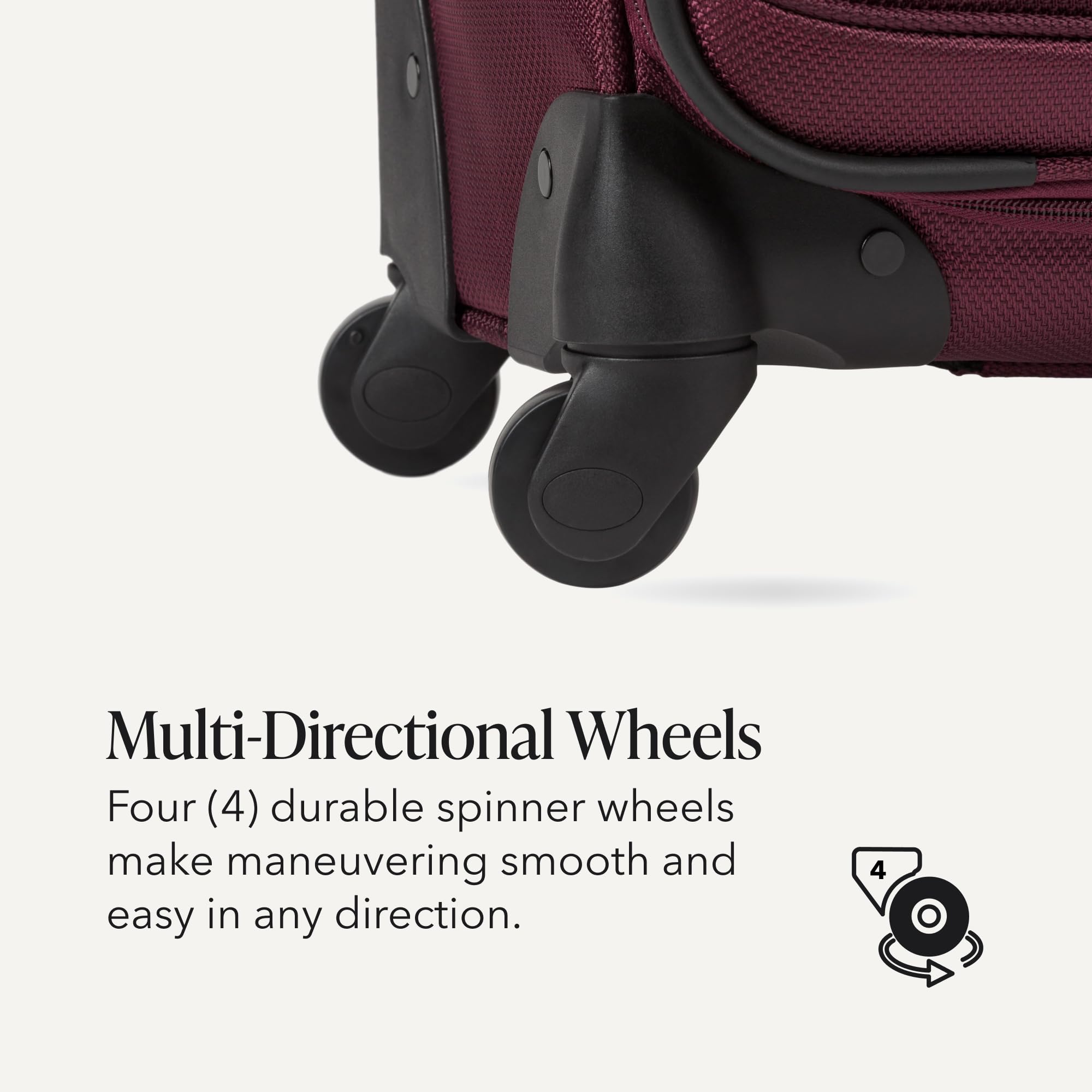 SWISSGEAR Sion Softside Expandable Spinner Luggage Durable Lightweight Travel Suitcase, Merlot, 3-Piece Set (Carry-On/Medium/Large) view 7