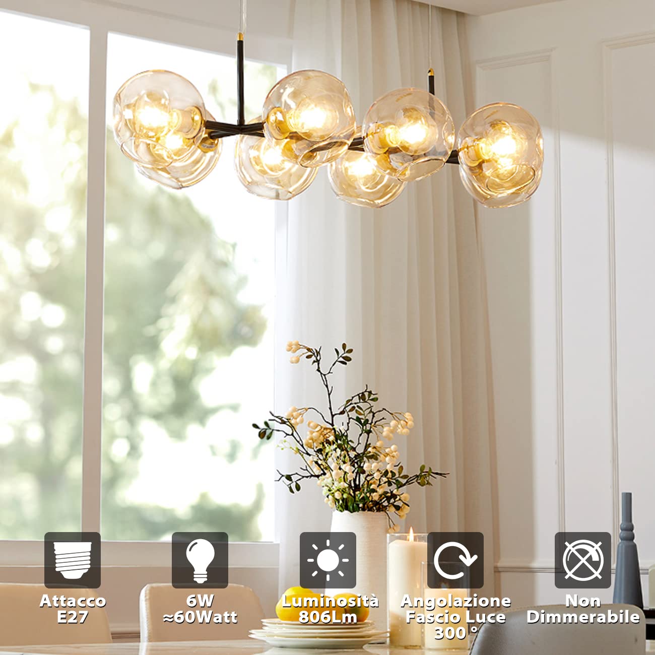 LVWIT Lampadine LED E27 Luce Calda 2700K, Lampadina LED Filamento 6W Equivalenti a 60W, 806LM, Lampadine Luce Calda, Mini Globo G45 Stile Vintage,Risparmio Energetico,Non Dimmerabile, Pacco da 6 Unità