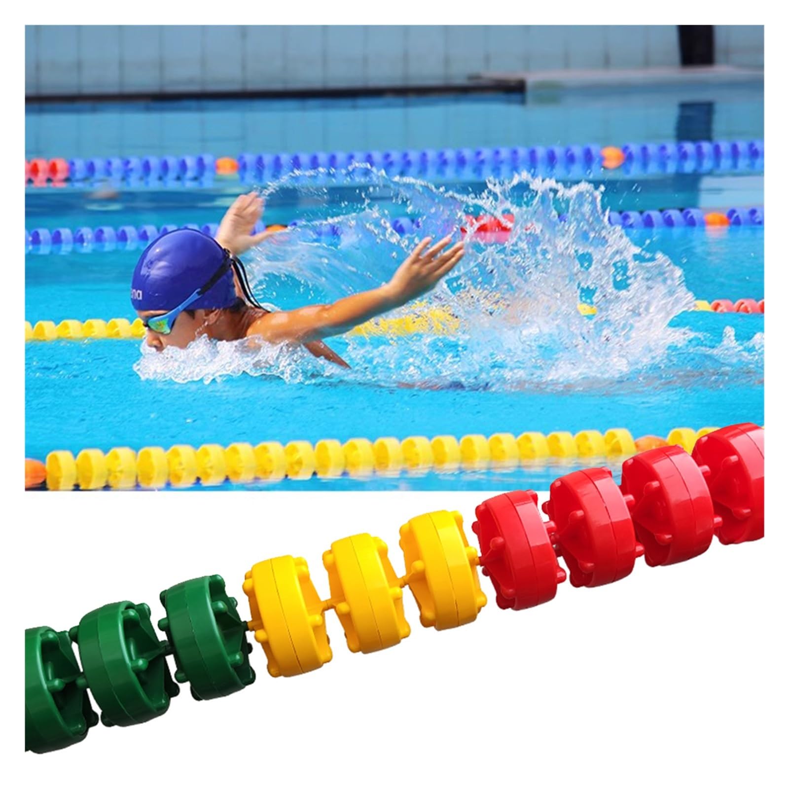 SwimmingSafety - Cuerda divisora hexagonal flotante para uso en interiores y exteriores, bola flotante que salva vidas, mejora la seguridad y el disfrute