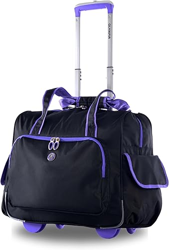 Olympia Deluxe - Maleta de equipaje con ruedas, NegroVioleta, Overnighter rodante de moda de lujo