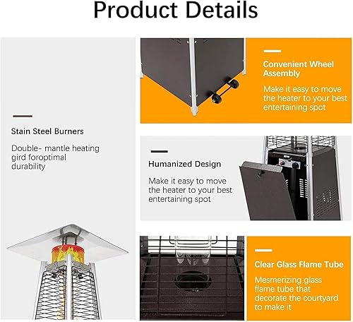 Miniatura 7 de Avenlur 42.000 BTU - Calentador de pirámide para exteriores