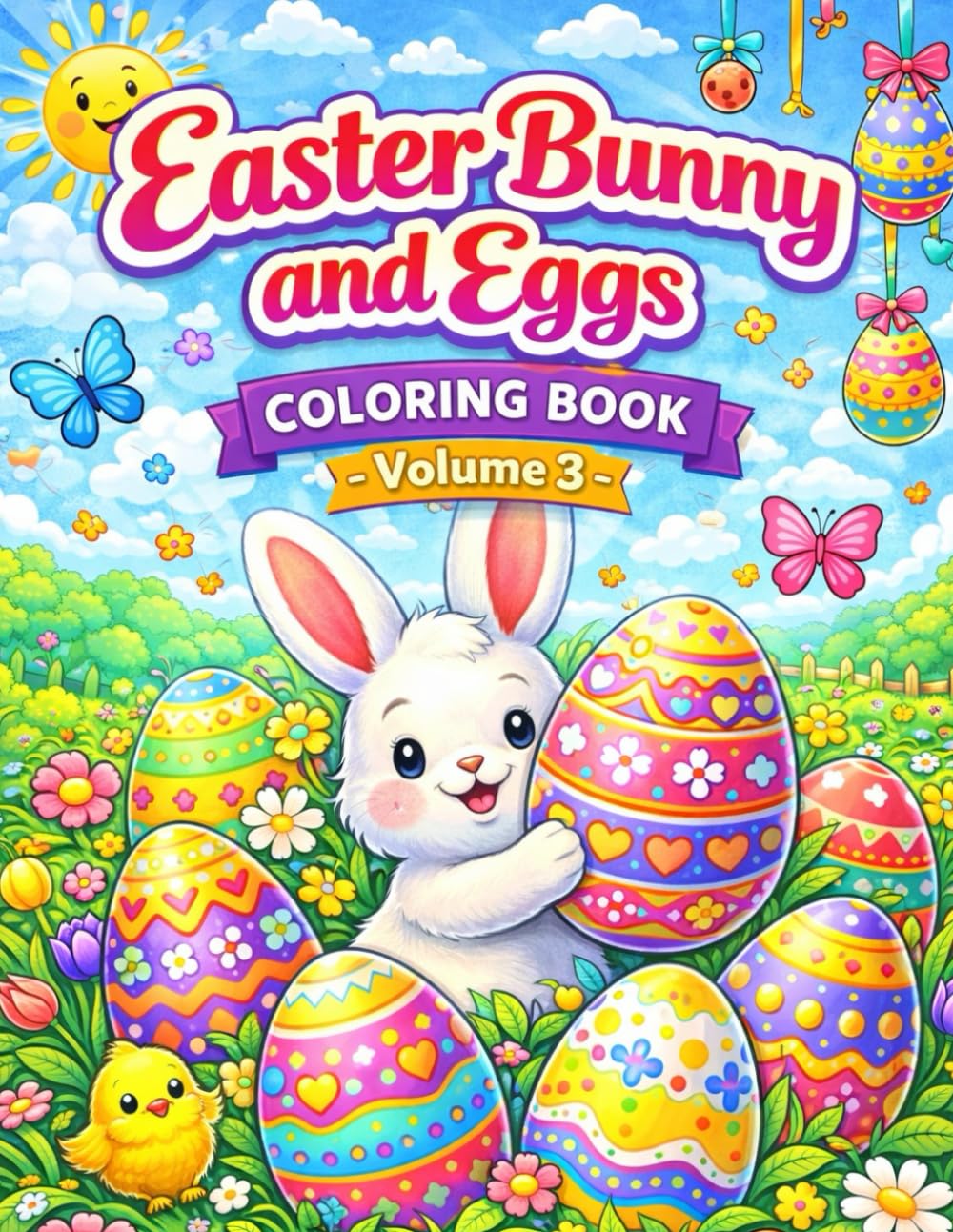 Easter Bunny and Eggs Coloring Book – Volume 3: Cute and Fun Easter Egg & Bunny Coloring Pages for Kids Ages 3–8 (Ester bunni Coloring book)