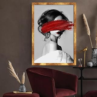 Chica en blanco y negro, pintura en color rojo, carteles en lienzo, impresiones artísticas de pared modernas, imagen de mujer para sala de estar, decoración del hogar, 50x70cm sin marco