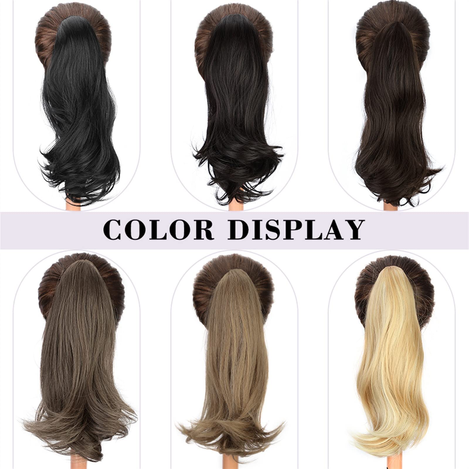 Chignon per Capelli Clip di estensione dei capelli della coda di cavallo sintetica lunga 16" Clip di artiglio del panino riccio sintetico for l'uso quotidiano delle donne Pezzo di Capelli Disordinato(