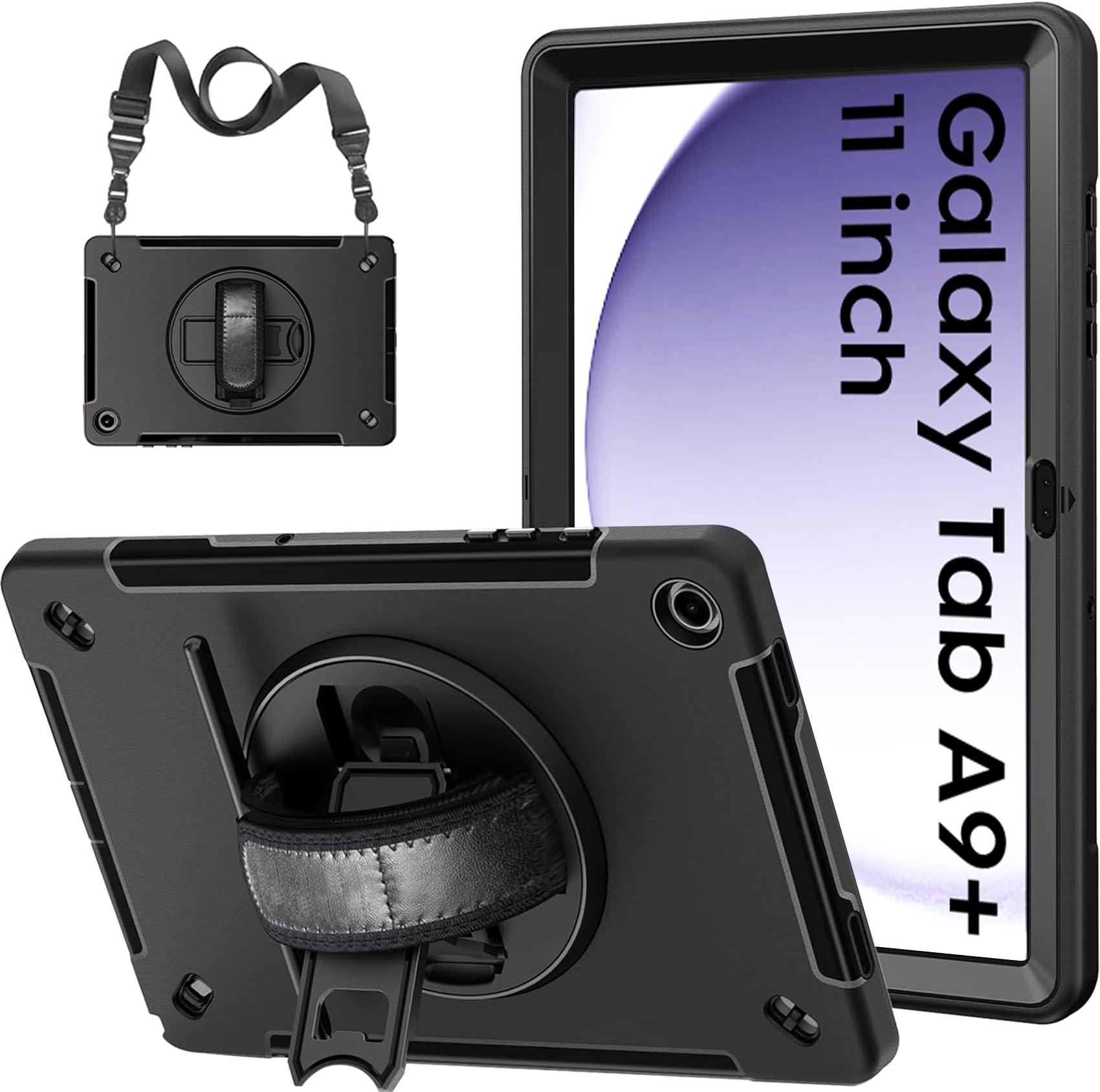 Robustrion Cover for Samsung Tab A9 Plus 11 inch, Armor Cover with [Shoulder Strap] [360 Degree Rotating Stand] [Shoulder Strap] for Galaxy Tab A9+ 11" - Black (B0CP32MWDY) Amazon Price History, Amazon Price Tracker