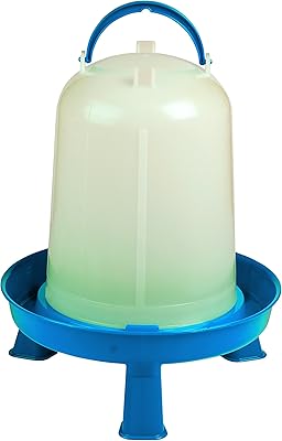 Poultry Waterer with Legs (Blue & White) - Durable Water Container with Carrying Handle for Chickens & Birds (2 Gallon) (Item No. DT9876)