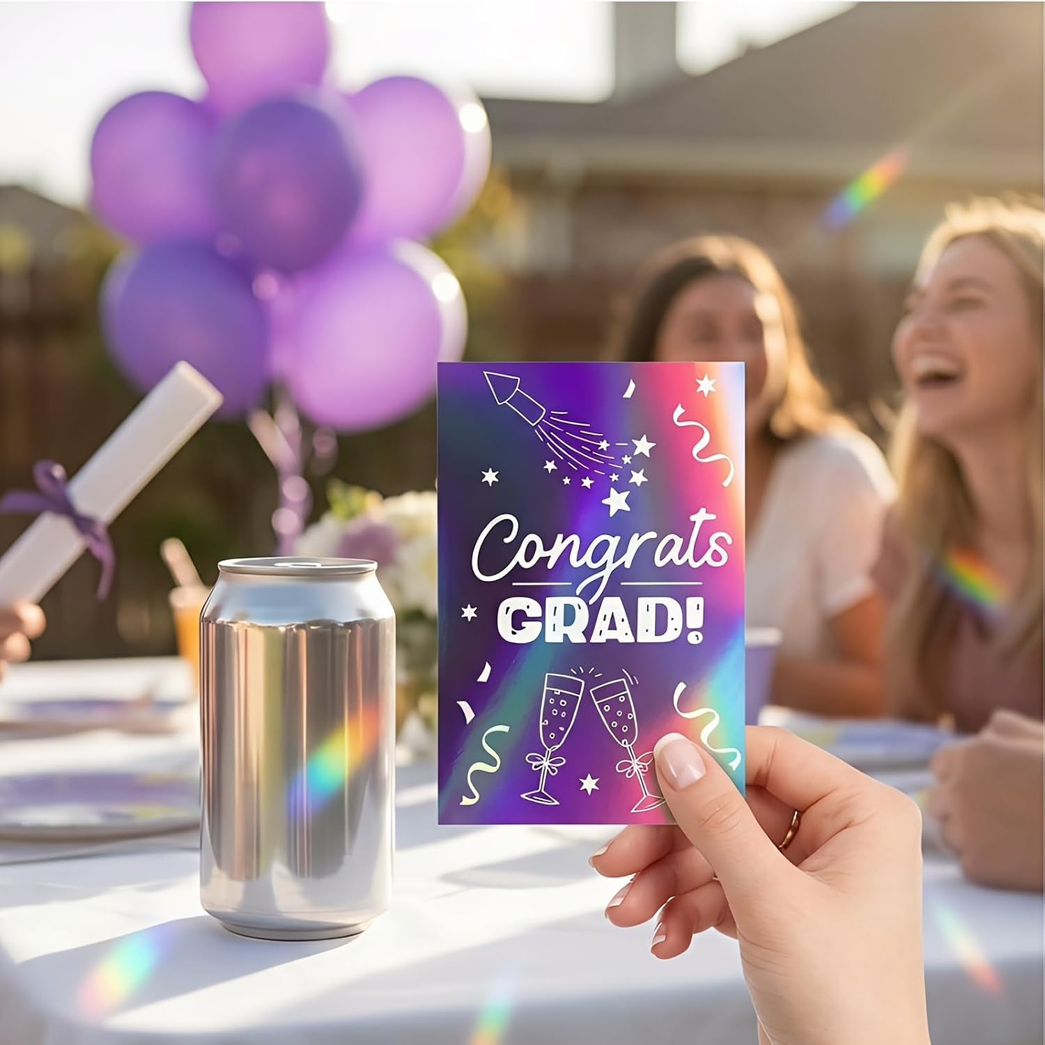 Fancy Land 16 Holographic Graduation Cards Class of 2026 Laser Shiny Congrats Grad Greeting Card Set with Foil Envelopes for Graduate Party High School College Elementary