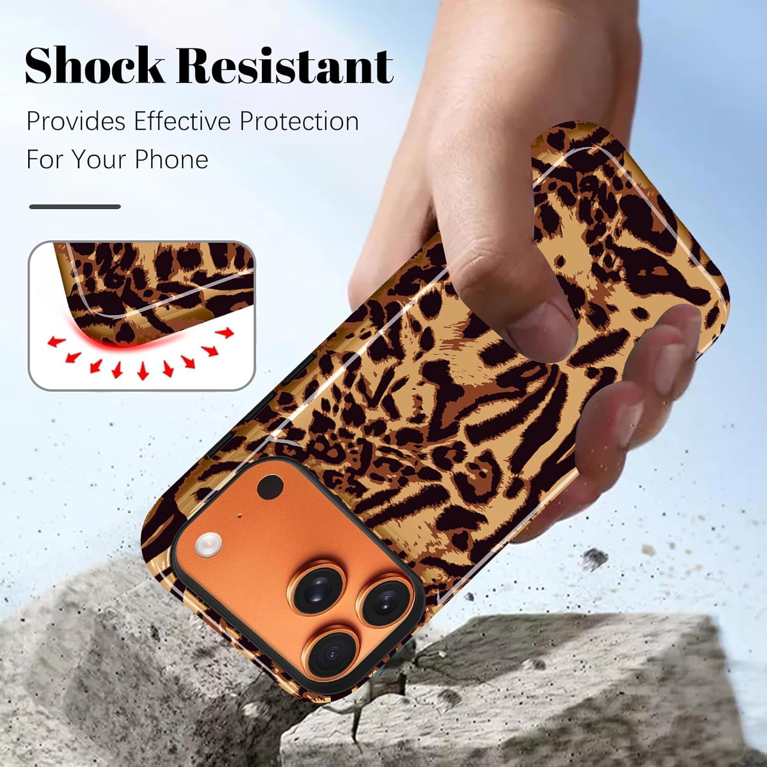 Magnetic for iPhone 17 Pro Max Case [Compatible with Magsafe] Cute Cheetah Leopard Print Pattern Design, Full Body 2 in 1 Shockproof Scratch Resistant Protective Cover for Women Men, Brown