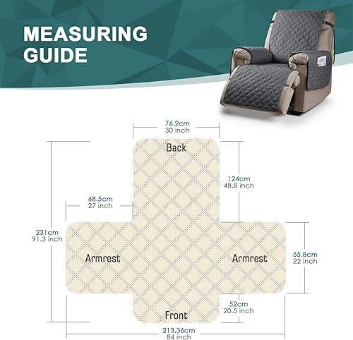 Miniatura 2 de Ruaozz Funda para silla reclinable 100% impermeable, antideslizante, de gran tamaño, para silla reclinable grande, lavable, con correas elásticas