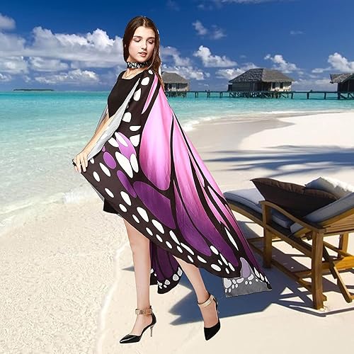 Miniatura 4 de JQMAO Alas de mariposa para mujer, paquete de 3 disfraces de Halloween, incluye capa de mariposa, máscara y arnés (morado)