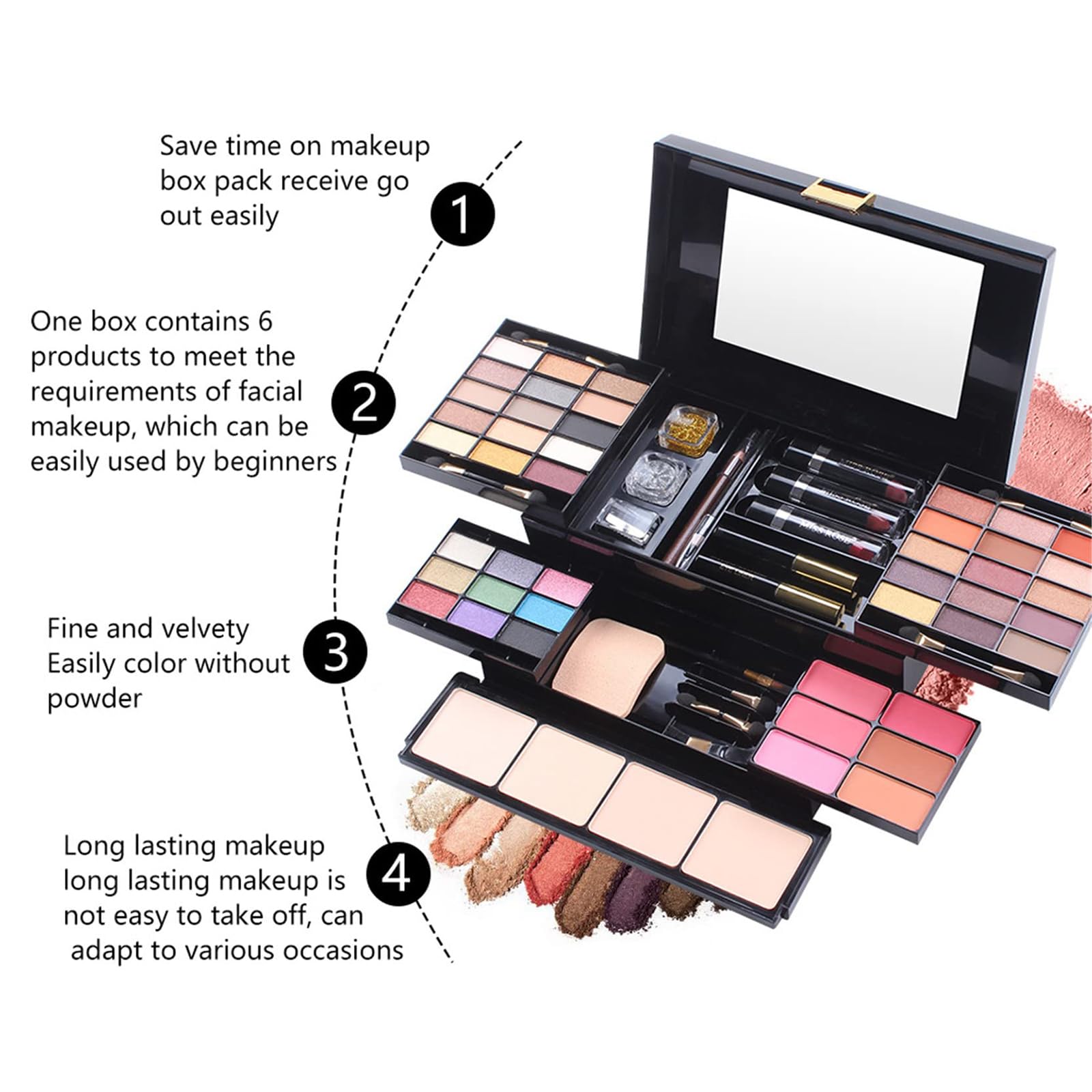 Kit de Maquillage de Beauté, Ensemble de Astuces Complet Trousse Maquillage Palette Fard à Paupières Correcteur Fard à Paupières Cosmétiques Trousse de Maquillage Palette Maquillage pour