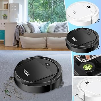 Robot Vacuum and Mop Combo, 3 in 1 Cleaning Sweeping and Sucking Robot Vacuum Cleaner, Household Intelligent Thin Robot Vacuum, Low-Noise, for Hard Floor, Pet Hair Daily Use Black
