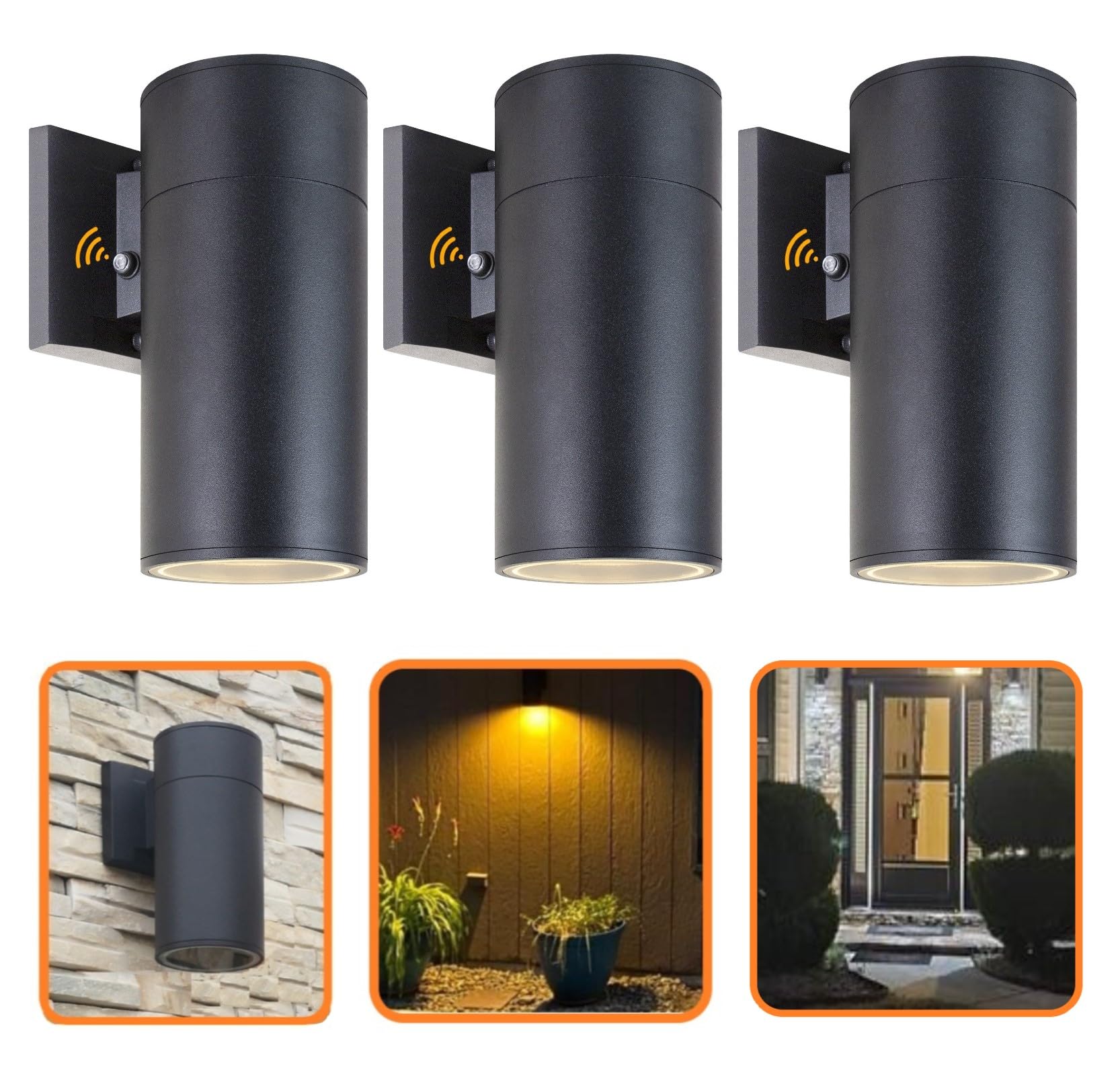 Photo 1 of ZUUKOLE Dusk to Dawn Outdoor Lighting, Exterior Lights -ETL Listed, Aluminum Anti-Rust Waterproof Wall Mount Cylinder Design, 1-Direction Up or Down Light Fixture for Porch,Patio or Garage (3 Pack)