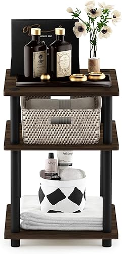 Miniatura 17 de Furinno Turn-N-Tube Mesa auxiliar multiusos de fácil montaje, mesa auxiliar, mesa de sofá, mesita de noche, tubos redondos, madera negra