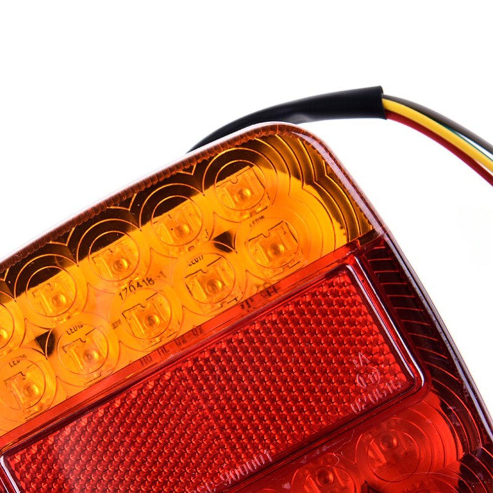 Tropicaleu 2PCS Luces Traseras de Remolque de Freno de Señal 12V Indicador para Caravana Impermeable Coche Camión Rojo Ambar Lámpara de Matrícula Luces de Cola 20 LED