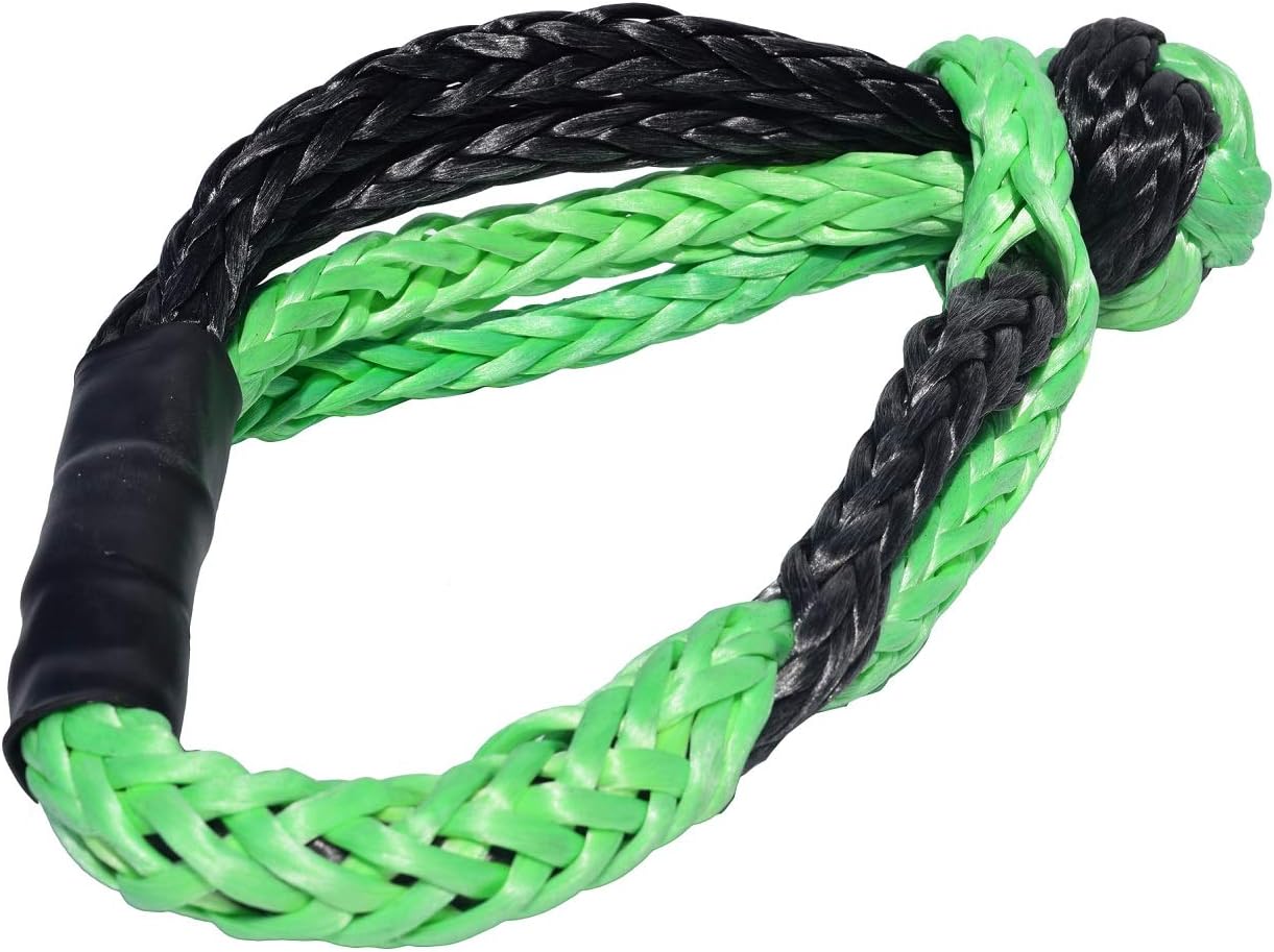 QIQU Synthetic Soft Shackle for Boating ATV UTV SUV 4X4 Truck Recovery Together with Recovery Rope 1 Pack (7/16"×6inch, Green)