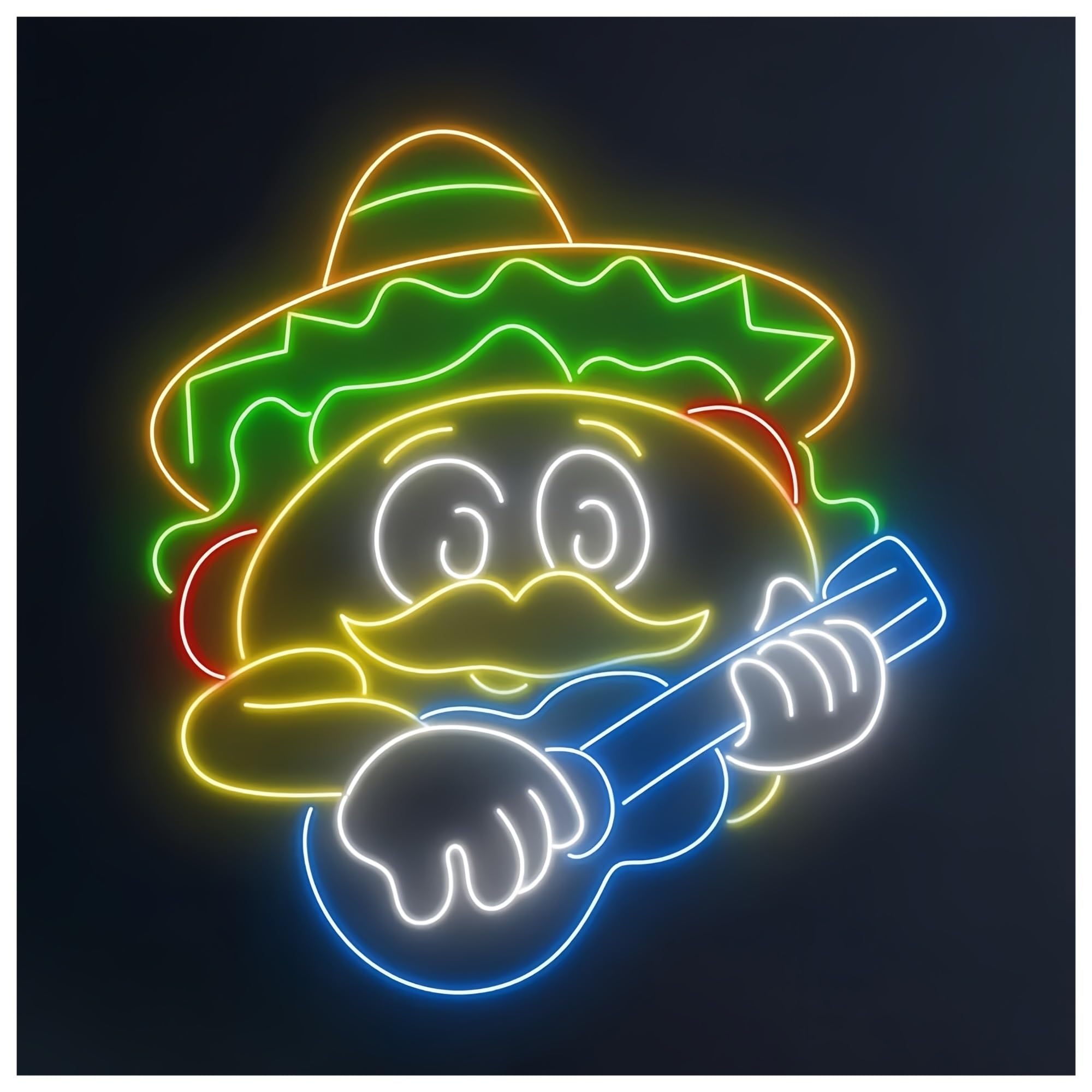 SHOUXI Sign Lamp Tacos Neon Signs Guitar Neon Lights Suitable for Fast Food Restaurants Decor Glow Sign Commercial Signs(90CM)