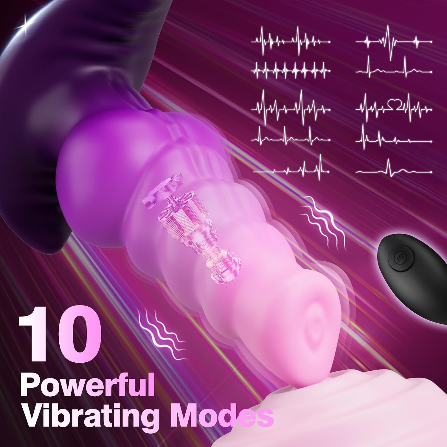 7.3" Large Vibrating Butt Plug, Fantasy Knot Dildo, Anal Prostate Massager