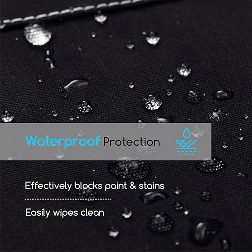 Miniatura 3 de MEEDEN Delantal de pintura para hombres y mujeres Delantal de arte de lona de poliéster impermeable ajustable con 3 bolsillos, delantal de artista