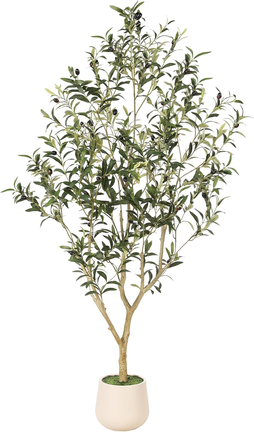 Olive Trees Artificial Indoor 6ft with Planter – Faux Olive Tree with Natural Wood Trunk & Realistic Leaves, 6 Feet Tall Fake Olive Tree for Home Office Decor, Tall Faux Tree for Living Room