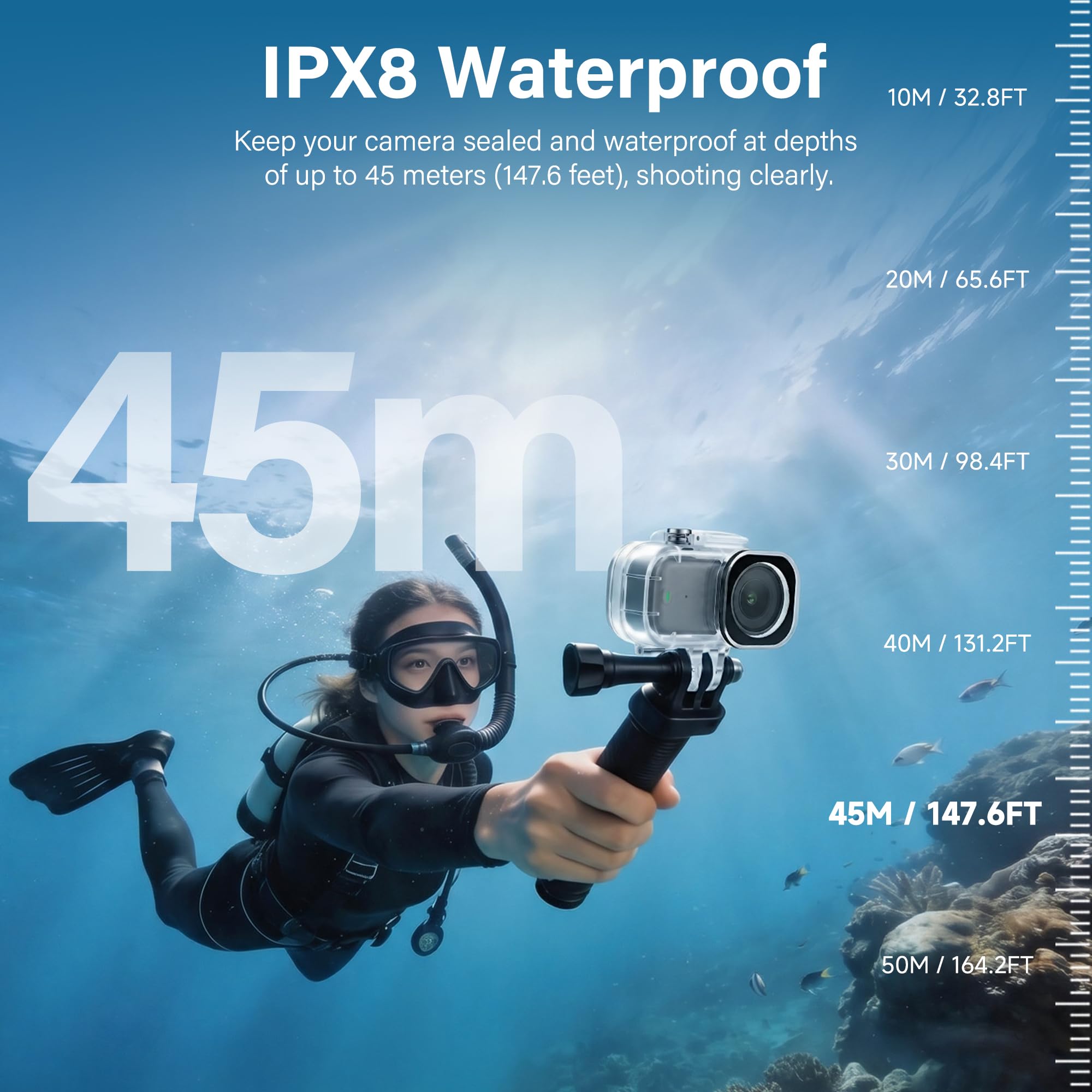 Walking Way Custodia Impermeabile per DJI Osmo Nano, Alloggiamento Subacqueo, Supporta Immersioni fino a 45m con Supporto a Sgancio Rapido e Accessori a Vite, per l'Unità Fotocamera Principale