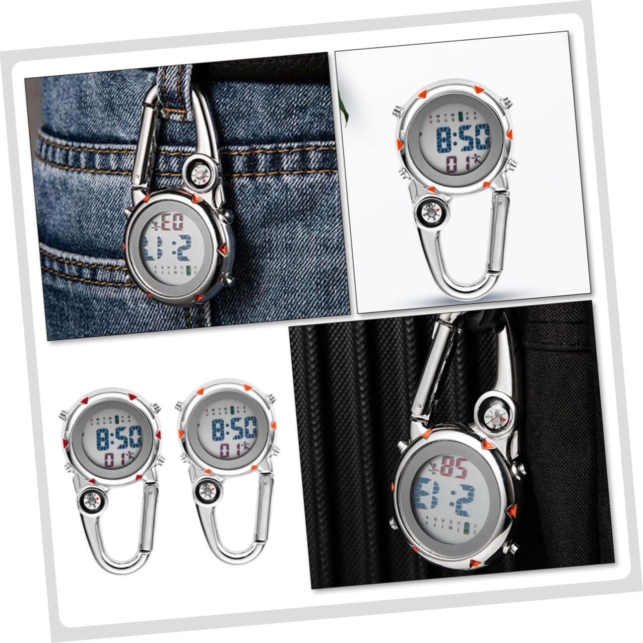 Pack Metallhaken Taschenuhr mit Leuchtfunktion für Outdoor Abenteuer
