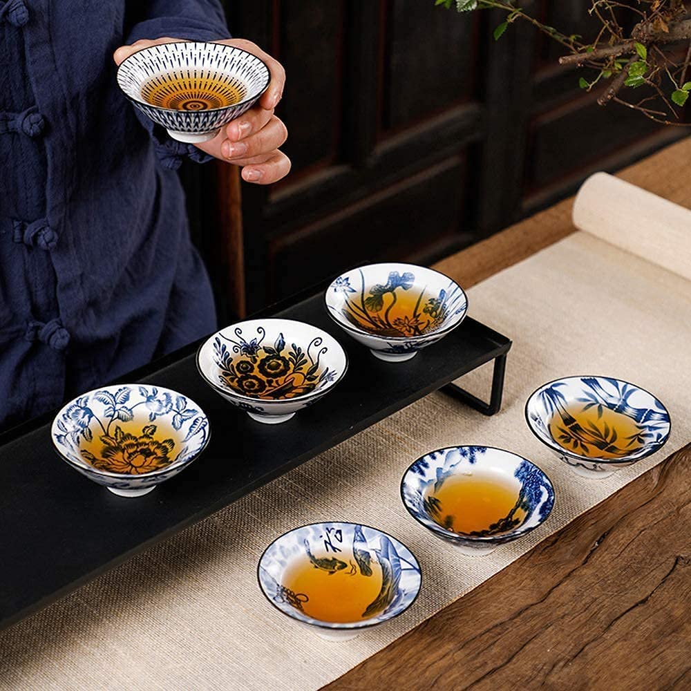 Juego De Sake Japonés, Juego De Sake De 9 Piezas, Vasos De Cerámica, Tazas De Té De Cerámica, Mezcla De Colores, Regalo Tradicional Hecho A Mano, Juego De Sake Clásico Tradicional Pintado A Mano