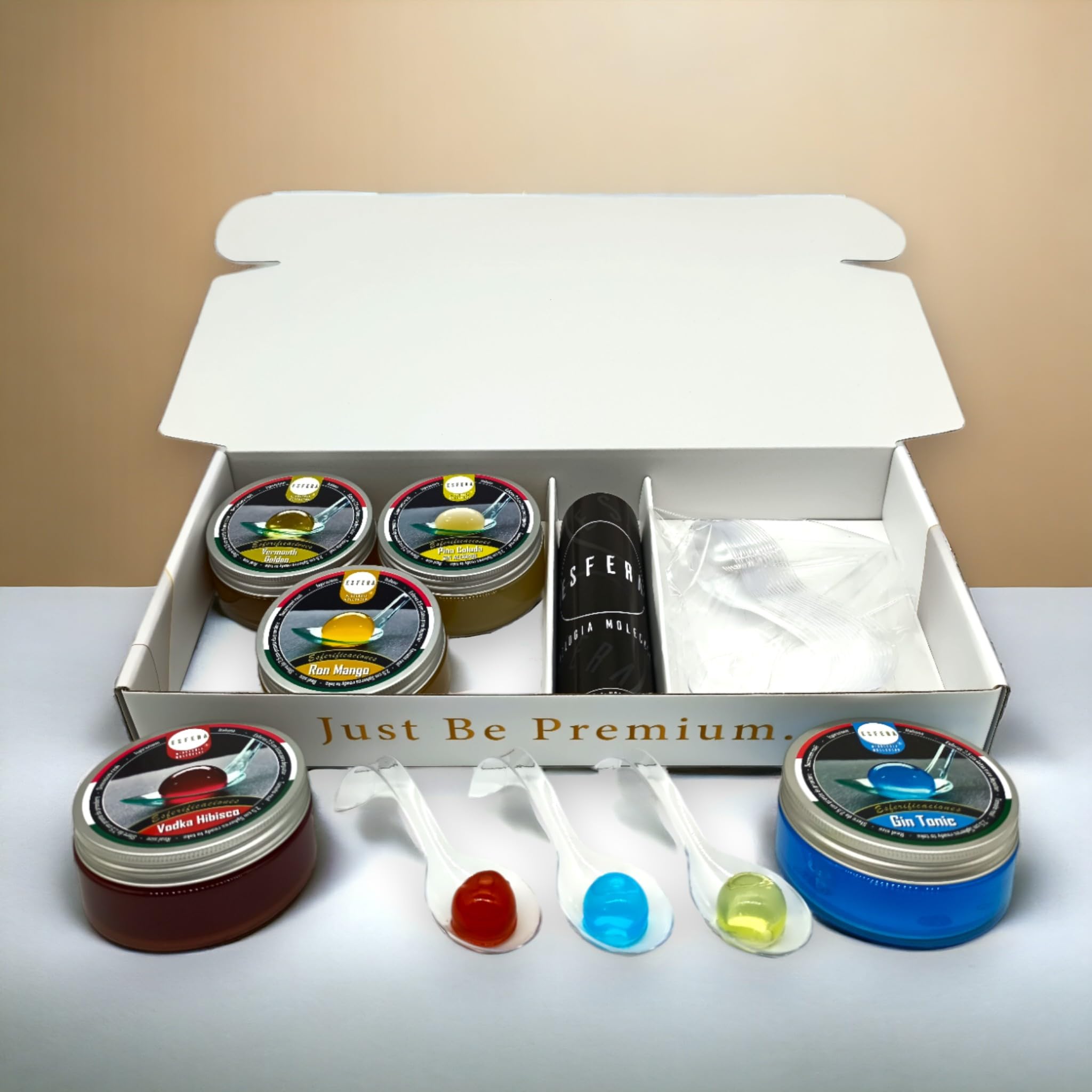 Esfera Mixología Molecular - Esferificaciones Kit con Alginato de Sodio - Cocteles Preparados - Kit 3 Sabores de Cocteleria - Kit Gin Tonic Regalo Original Gourmet - Tonica de Corte Molecular