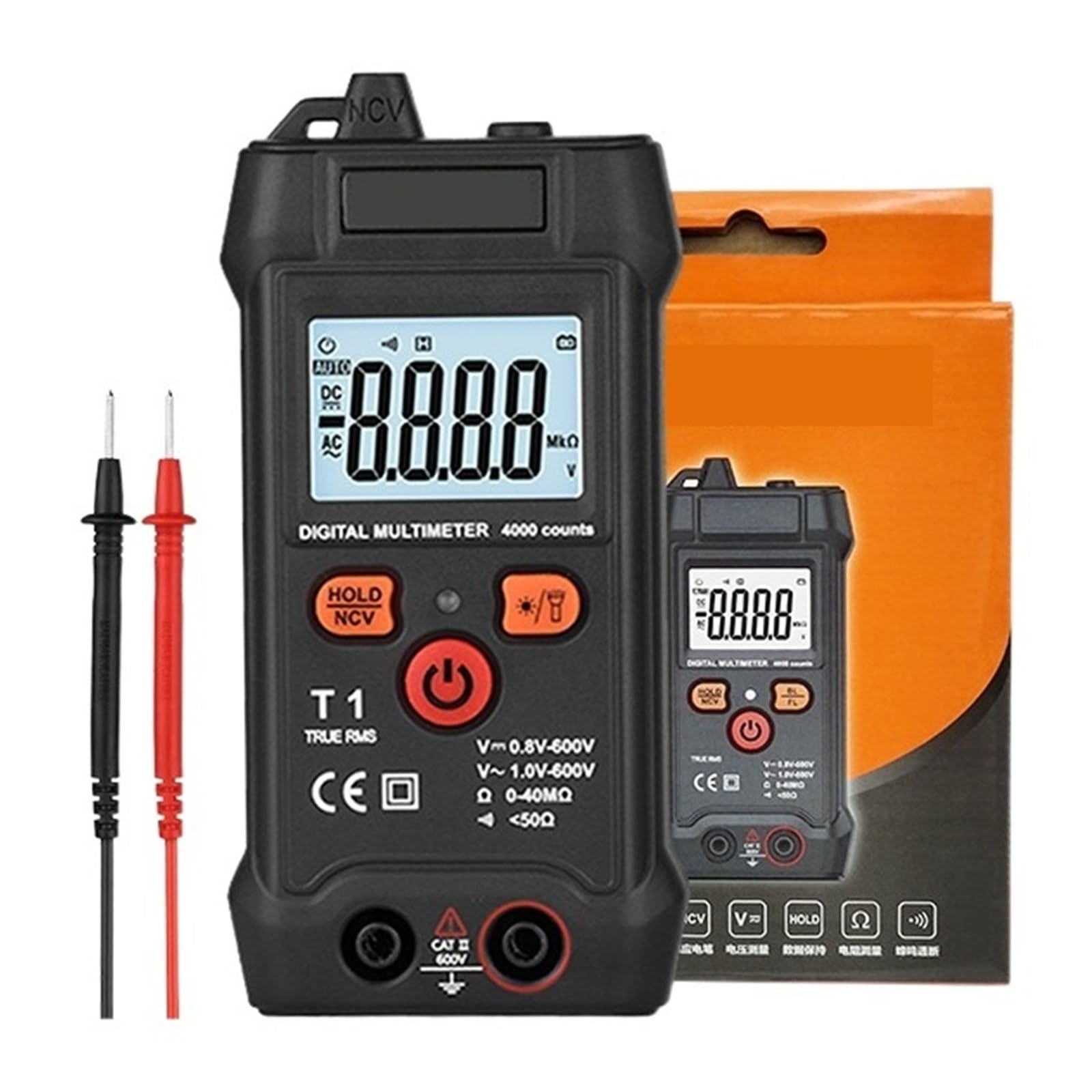 Tester Multimetro Smart Multimeter Digital Mini Automotive Profesional Tester True RMS NCV AC DC Voltage Tester Contatore Elettrico Portatile Precisione Sicuro(T1)