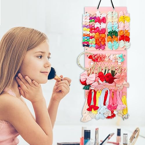Miniatura 6 de Organizador colgante de pinzas para el cabello, organizador y almacenamiento de pinzas de garra rosadas para mujeres y niñas, soporte para pared,