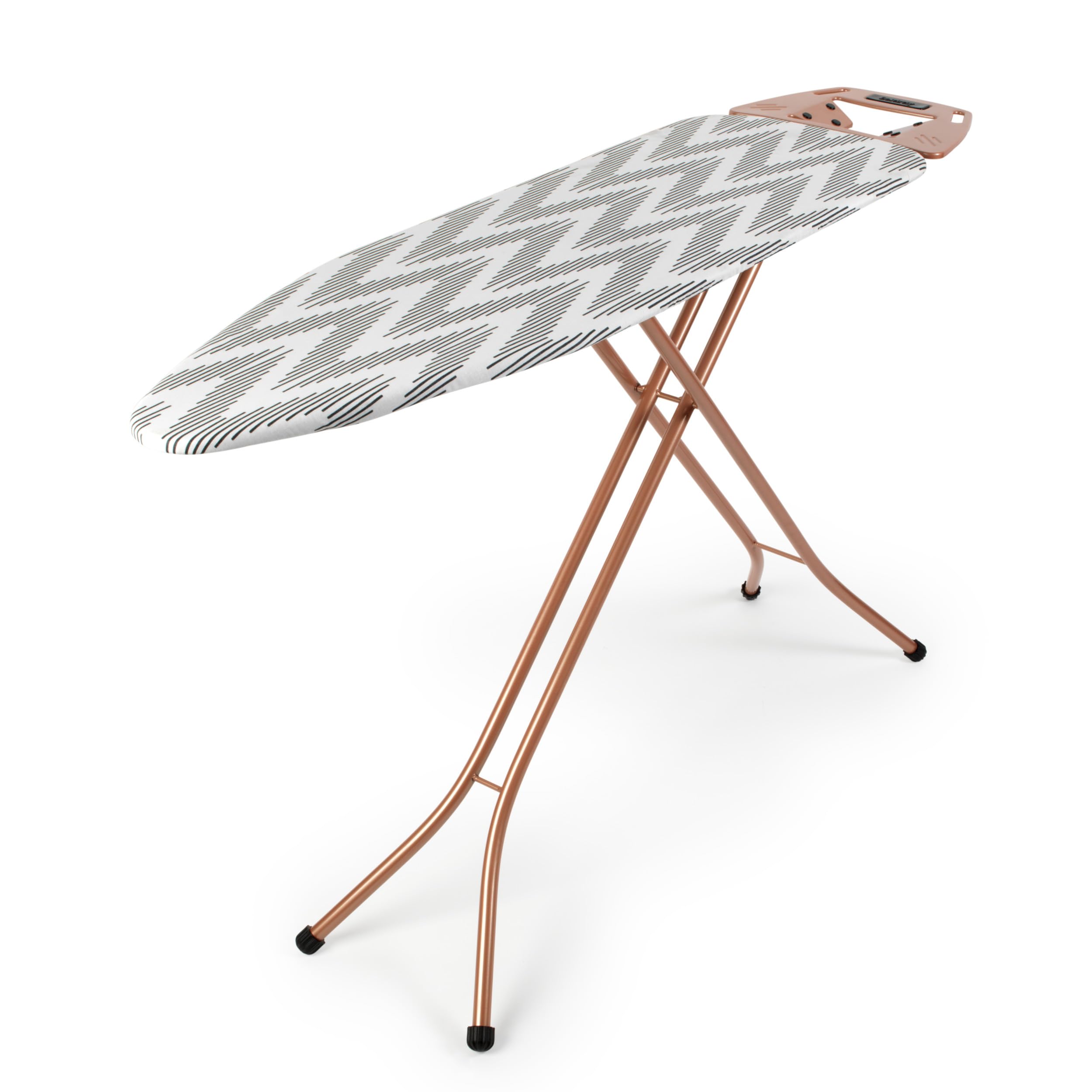 Beldray LA031596ROSEFEU7 Ironing Board - Folding Collapsible Ironing Table, Adjustable Iron Rest, 7 Height Options, Thick Underlay for Smooth Press, Heat Reflective Cover, Hanger Slots, 122 x 38 cm
