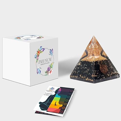 Miniatura 9 de Black Tourmaline Orgone Pyramid for Protection & Security Orgonite pyramids with Copper Coil and Crystal Quartz for Chakra Protection