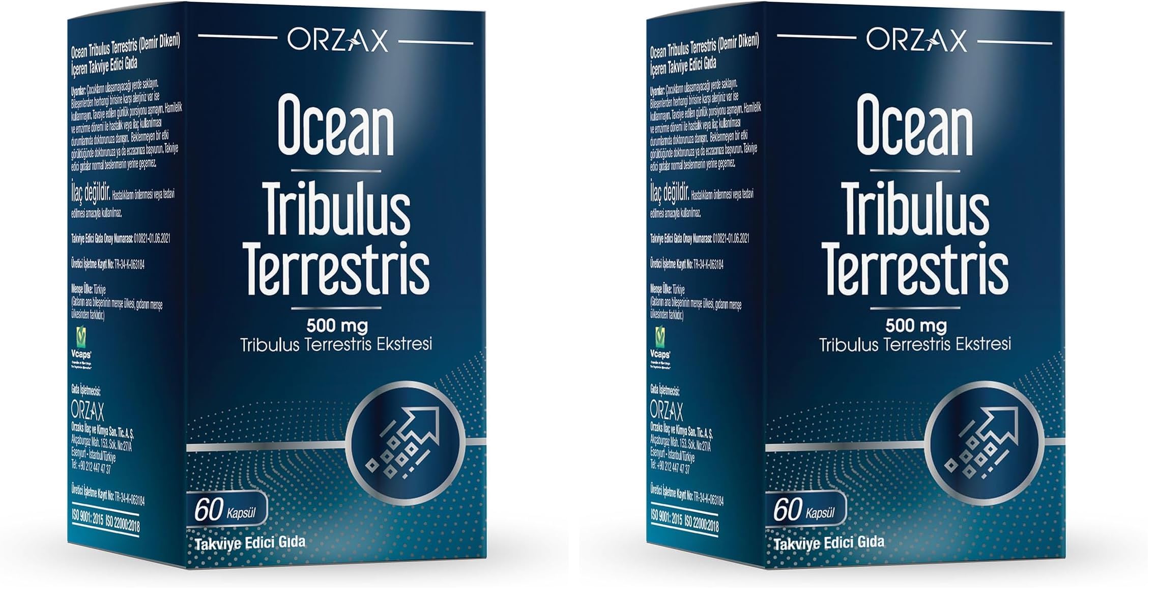 Orzax Ocean Tribulus Terrestris 500 Mg 60 Kapsül (2 paketi)