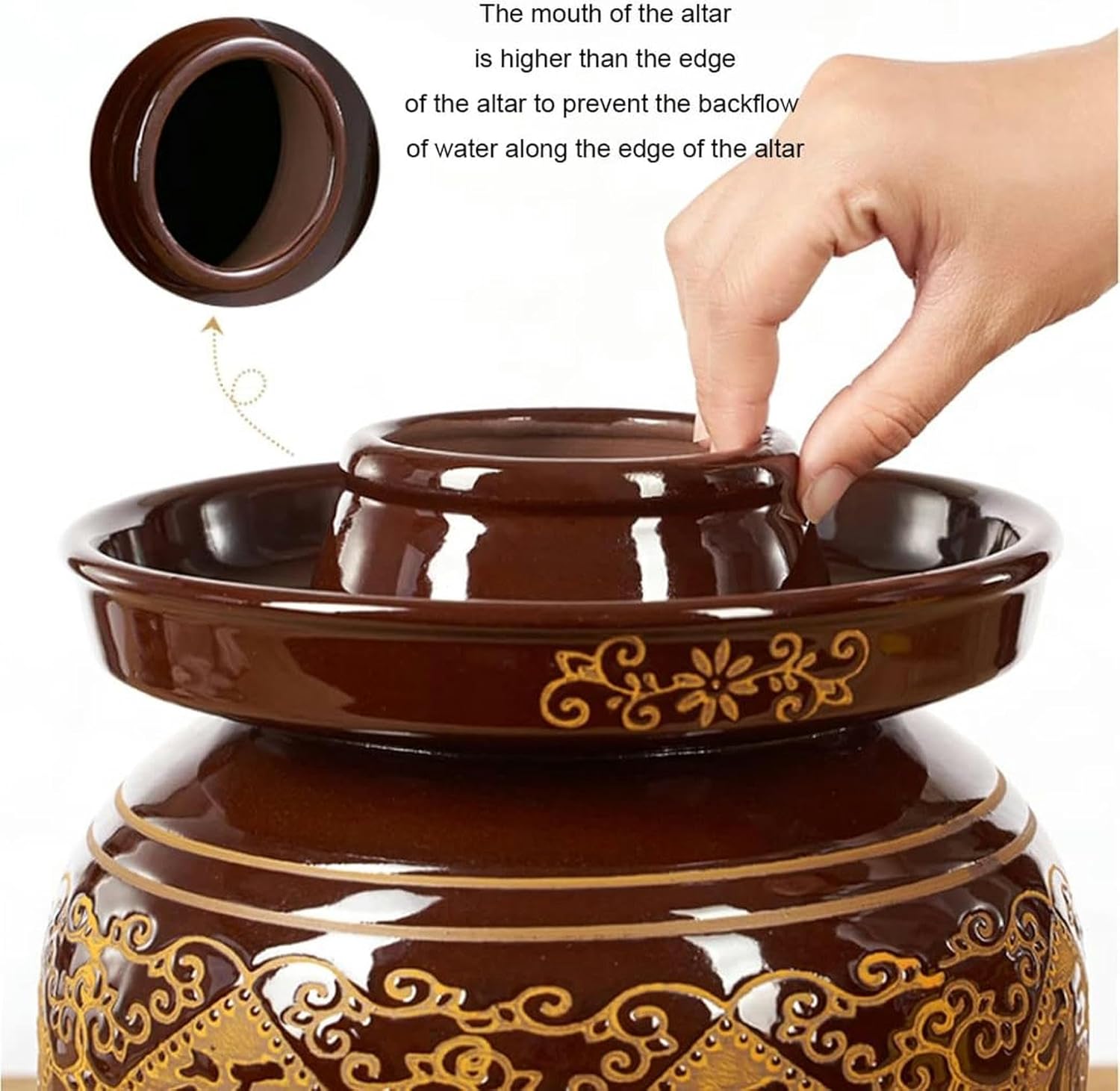 Thickened Ceramic Fermentation Crock Pickling Pot,Traditional Chinese Porcelain Pickle Jar,Fermenting Jar with Water Seal Airlock Lid Stoneware Fermenter for Kimchi 5.5KG*1