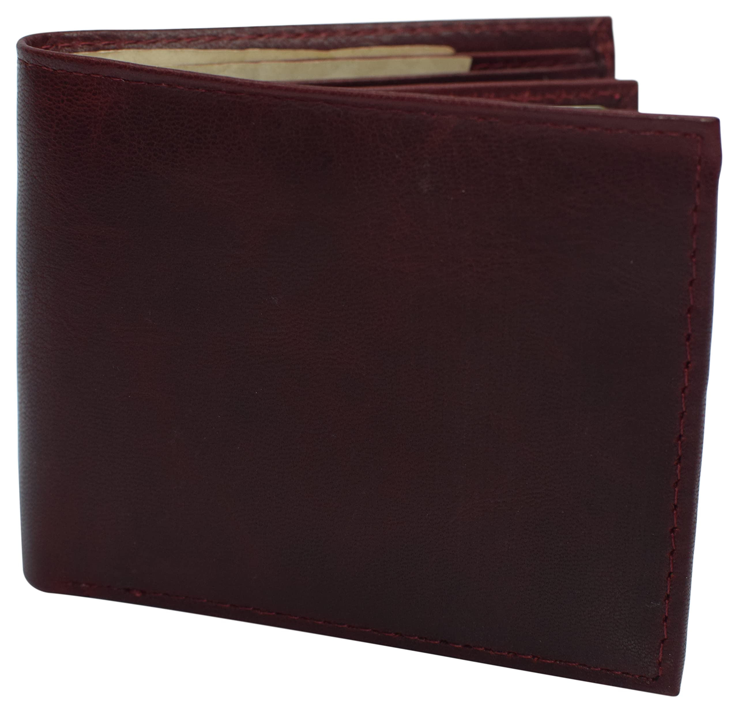 CAZORO Slim RFID Wallets for Men Real Cowhide Leather Front Pocket Bifold Wallet (Burgundy)