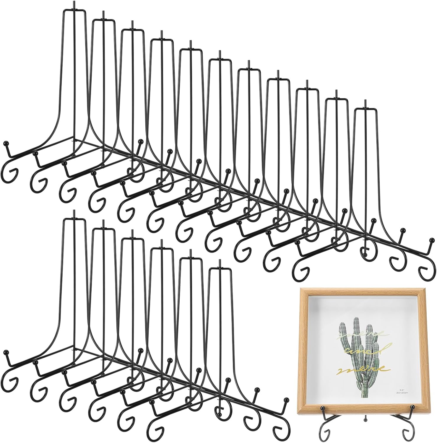 20 Pack Black Iron Plate Stands for Display, 4 Inch Small Easels for Display, Decorative Solid Metal Plate Holders for Picture, Mini Easel, Book, Card, Plaque, Bowl Stands