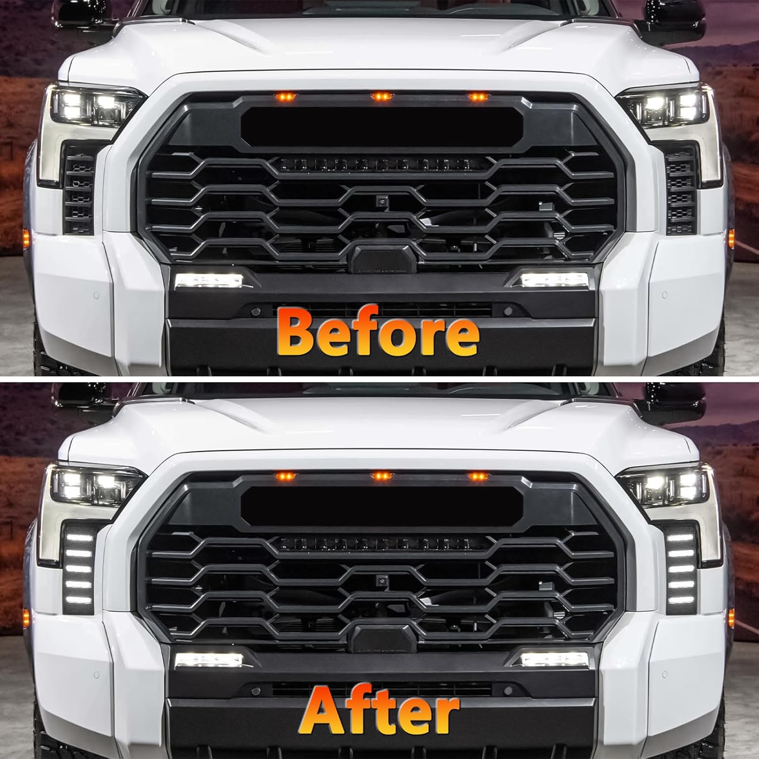 LED Daytime Running Lights For 2022 2023 2024 Tundra Fog Lights Toyota tundra CrewMax SR SR5 Limited DRL fog lights Assemblies Replacement black lens (DRL2)