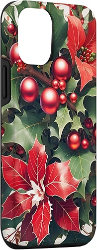 Miniatura 3 de Funda para iPhone 1212 Pro Nice Christmas Art Of Holly, Poinsettia, Muérdago y bastones de caramelo